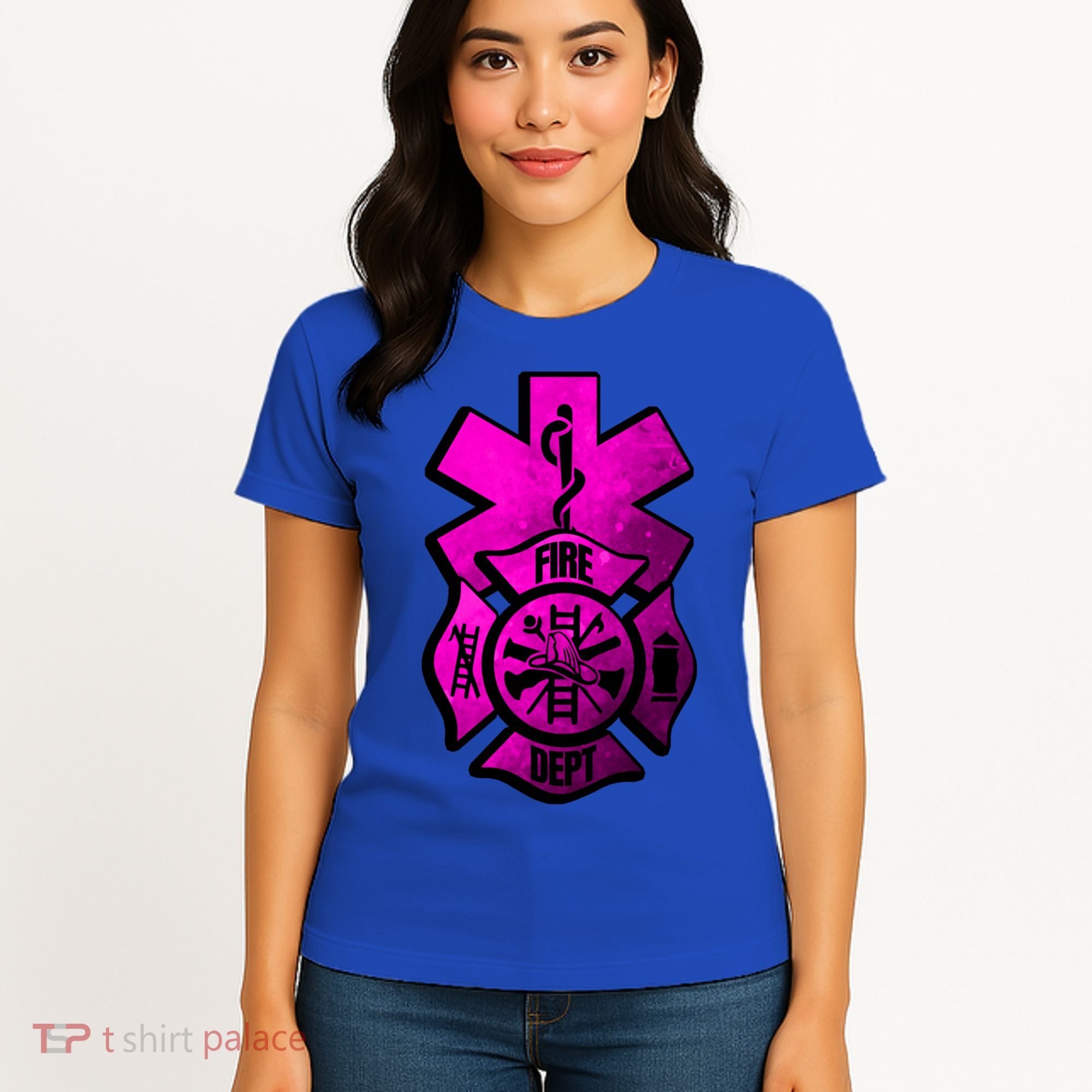 Emt Ems Fire Rescue Pink Usa Firefighter American Paramedic Gift Women's T-Shirt