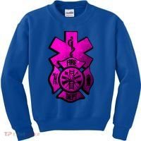 Emt Ems Fire Rescue Pink Usa Firefighter American Paramedic Gift Kids Sweatshirt thumb 0
