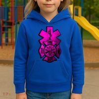Emt Ems Fire Rescue Pink Usa Firefighter American Paramedic Gift Kids Hoodie thumb 3