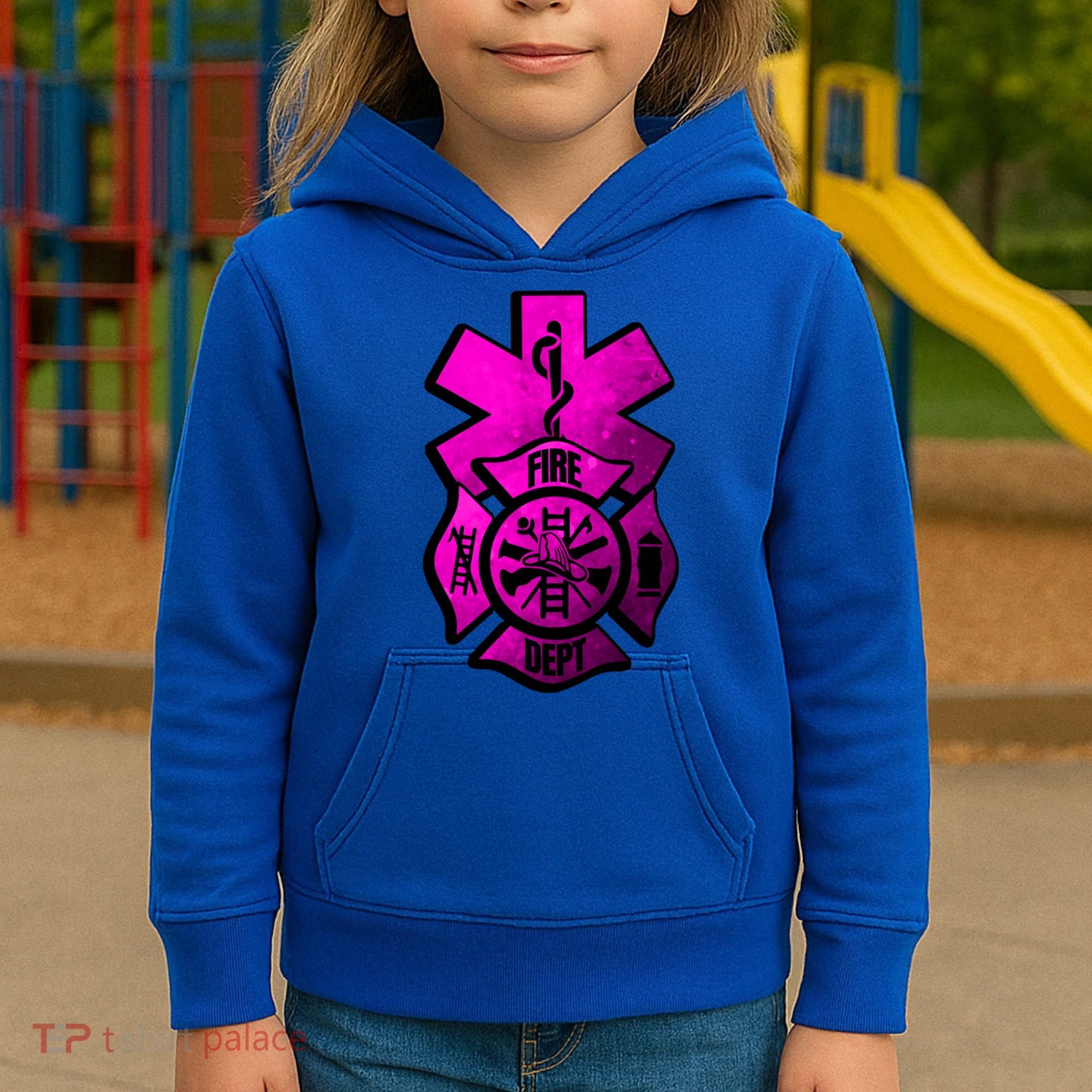 Emt Ems Fire Rescue Pink Usa Firefighter American Paramedic Gift Kids Hoodie