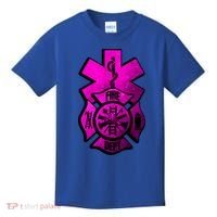 Emt Ems Fire Rescue Pink Usa Firefighter American Paramedic Gift Kids T-Shirt thumb 0