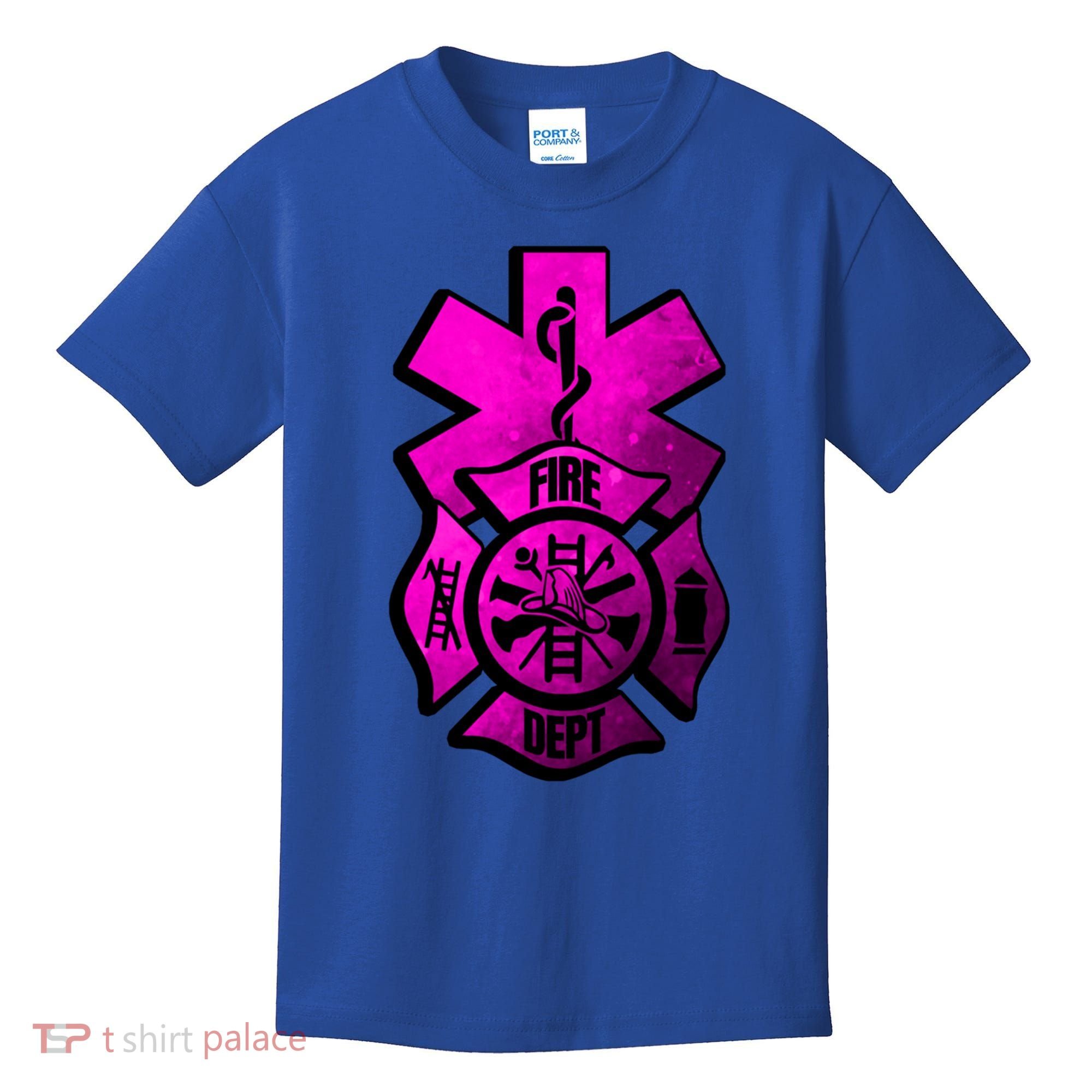 Emt Ems Fire Rescue Pink Usa Firefighter American Paramedic Gift Kids T-Shirt