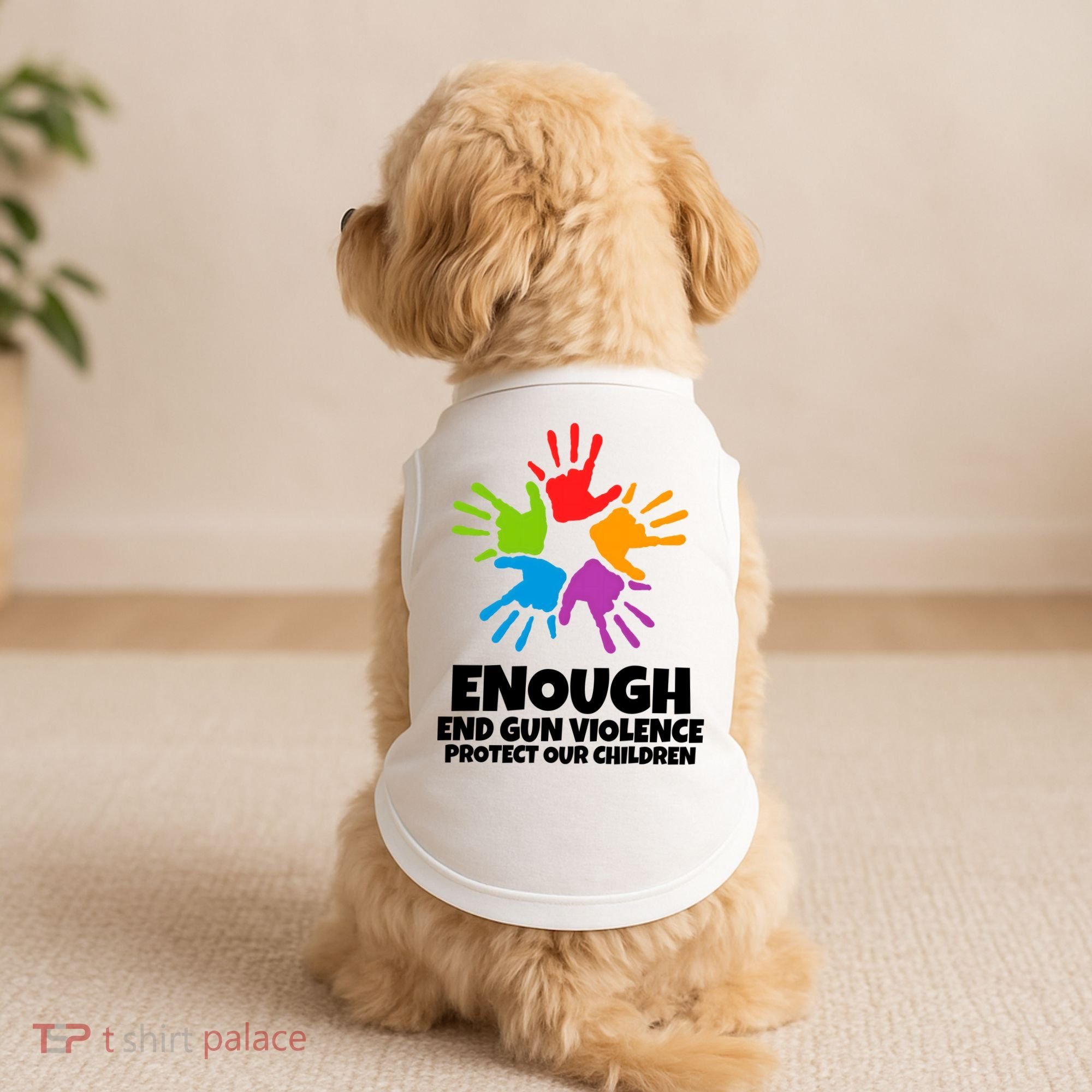 Enough End Gun Violence Protect Our Children Handprint Doggie Tank