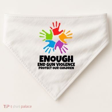Enough End Gun Violence Protect Our Children Handprint USA-Made Doggie Bandana