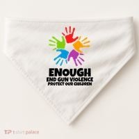 Enough End Gun Violence Protect Our Children Handprint USA-Made Doggie Bandana thumb 0