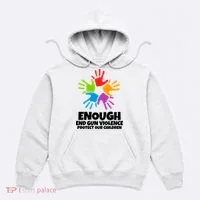 Enough End Gun Violence Protect Our Children Handprint Hoodie thumb 0