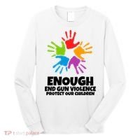 Enough End Gun Violence Protect Our Children Handprint Long Sleeve Shirt thumb 0