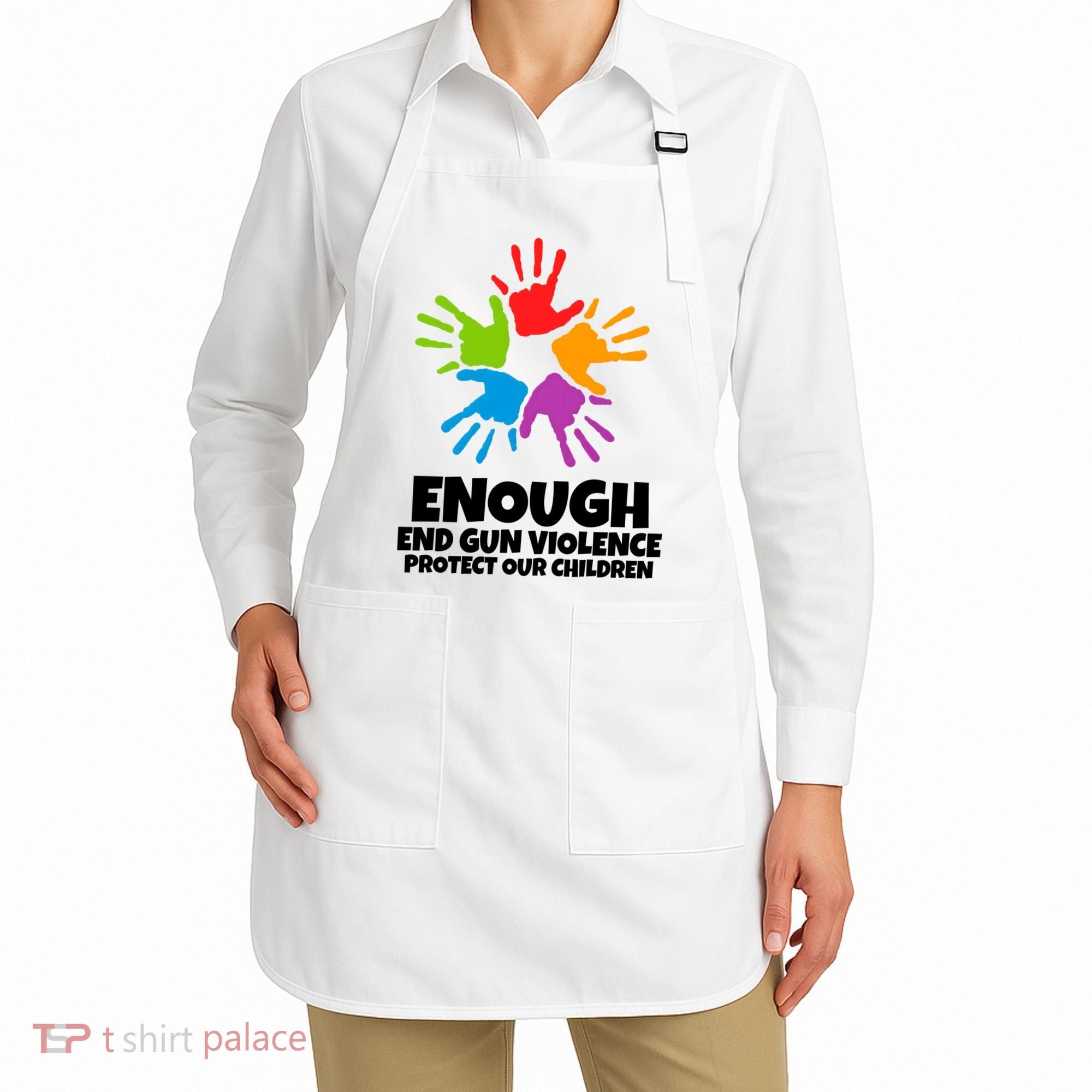 Enough End Gun Violence Protect Our Children Handprint Apron