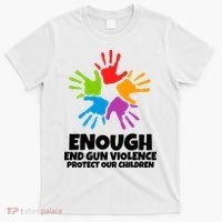 Enough End Gun Violence Protect Our Children Handprint T-Shirt thumb 0