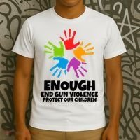 Enough End Gun Violence Protect Our Children Handprint T-Shirt thumb 3