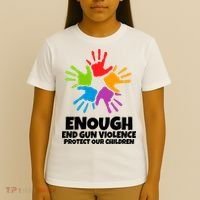 Enough End Gun Violence Protect Our Children Handprint T-Shirt thumb 4