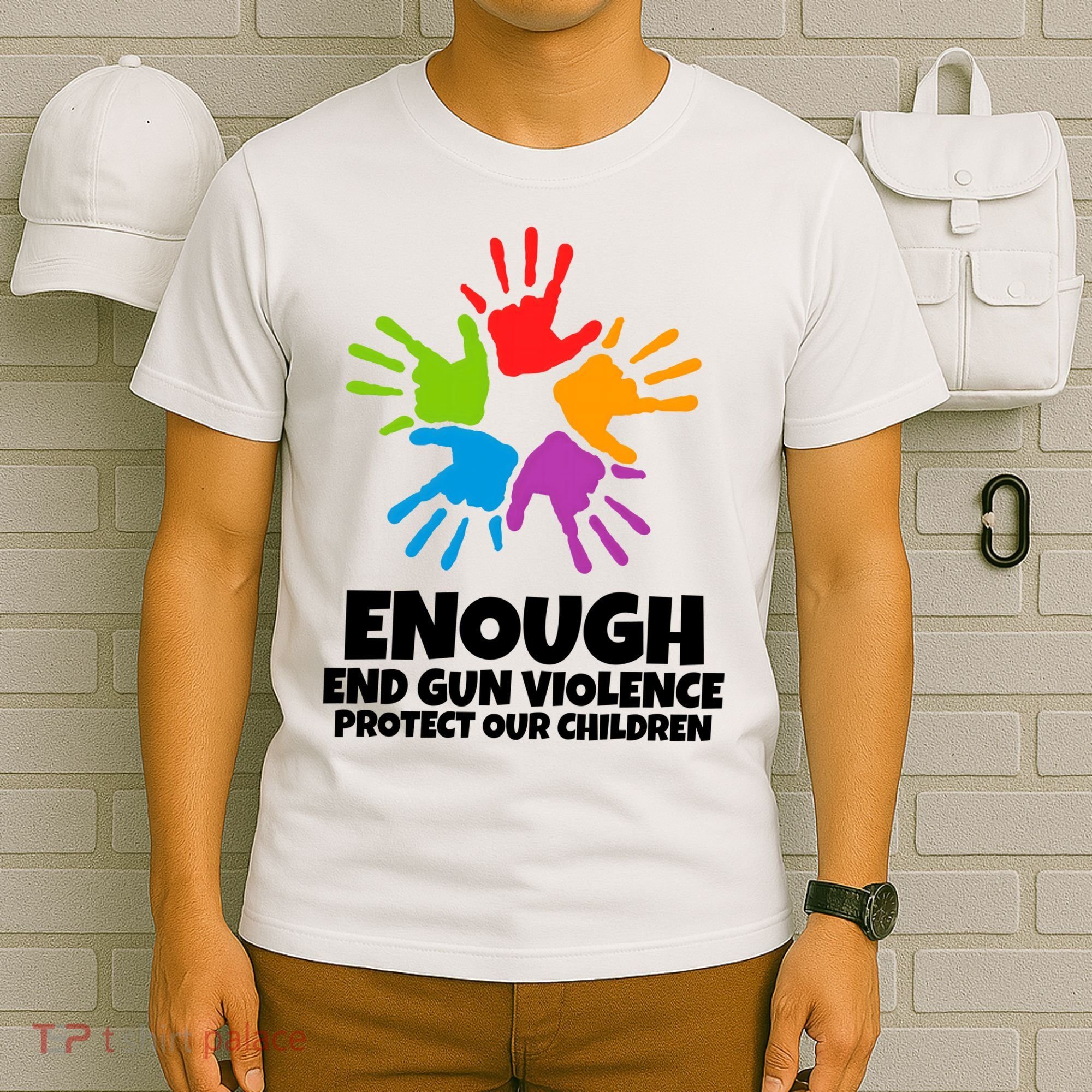 Enough End Gun Violence Protect Our Children Handprint T-Shirt