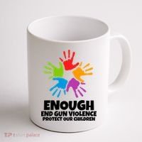 Enough End Gun Violence Protect Our Children Handprint Coffee Mug thumb 1