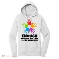 Enough End Gun Violence Protect Our Children Handprint Women's Hoodie thumb 0