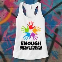 Enough End Gun Violence Protect Our Children Handprint Women's Tank Top thumb 3