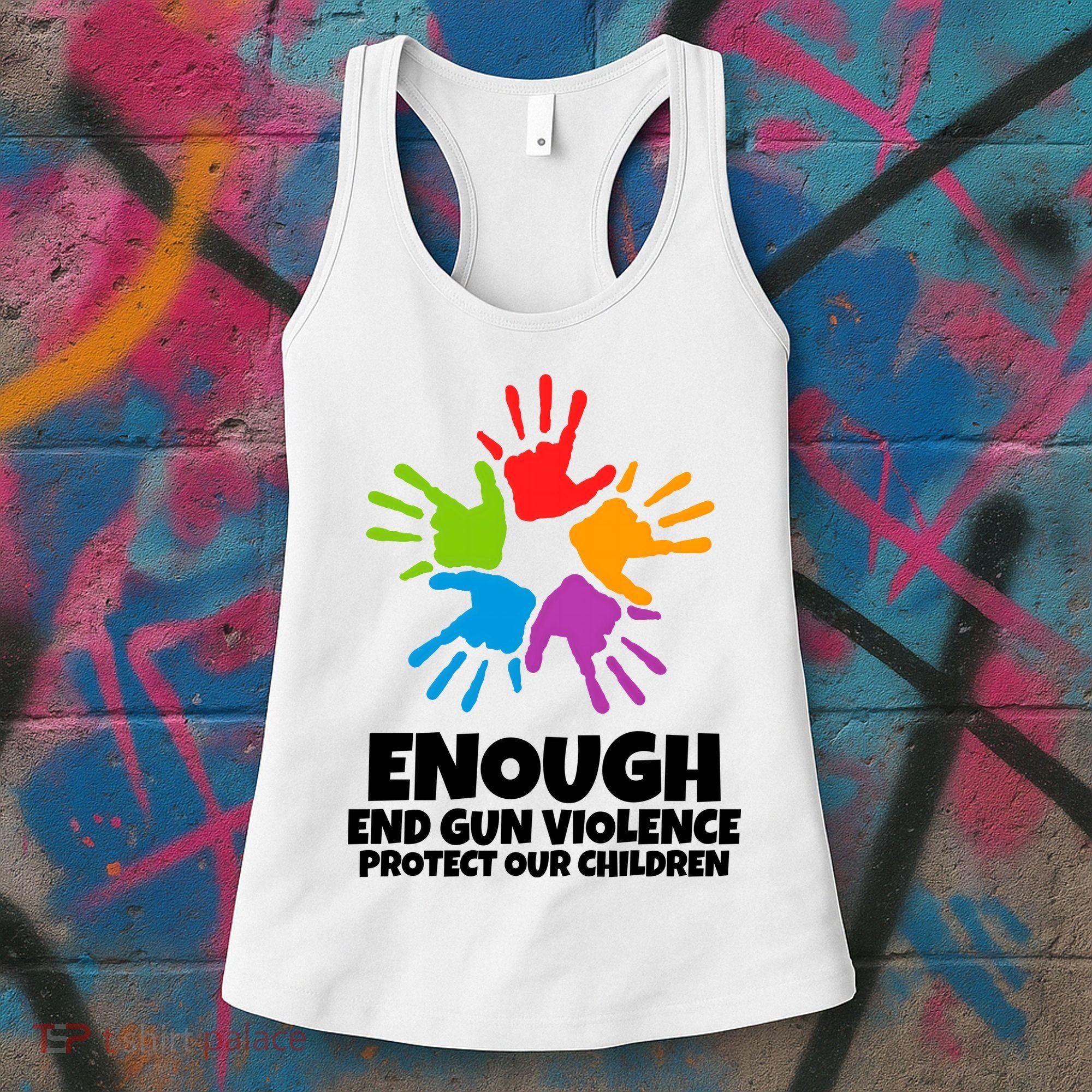 Enough End Gun Violence Protect Our Children Handprint Women's Tank Top
