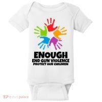 Enough End Gun Violence Protect Our Children Handprint Baby Bodysuit thumb 0