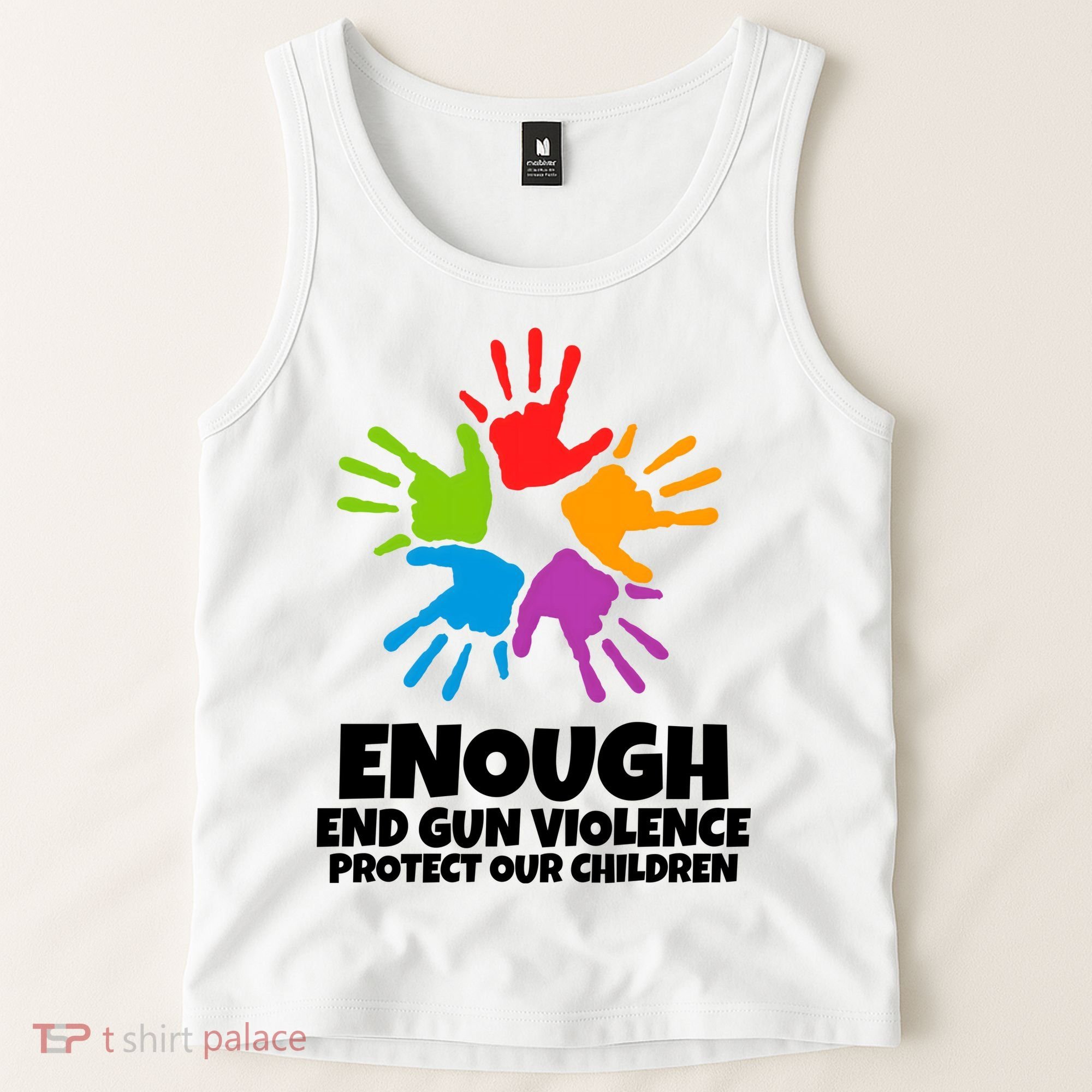Enough End Gun Violence Protect Our Children Handprint Tank Top