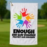 Enough End Gun Violence Protect Our Children Handprint Golf Towel thumb 1