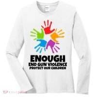Enough End Gun Violence Protect Our Children Handprint Women's Long Sleeve Shirt thumb 0