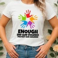 Enough End Gun Violence Protect Our Children Handprint Women's T-Shirt thumb 2