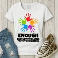 Enough End Gun Violence Protect Our Children Handprint Women's T-Shirt thumb 3
