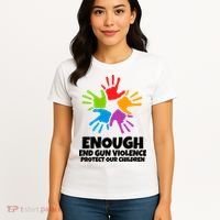 Enough End Gun Violence Protect Our Children Handprint Women's T-Shirt thumb 4