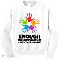 Enough End Gun Violence Protect Our Children Handprint Kids Sweatshirt thumb 0