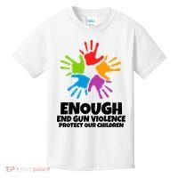 Enough End Gun Violence Protect Our Children Handprint Kids T-Shirt thumb 0