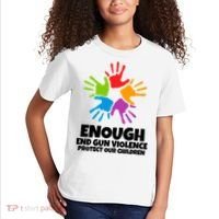Enough End Gun Violence Protect Our Children Handprint Kids T-Shirt thumb 2