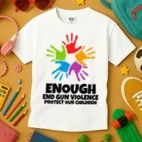Enough End Gun Violence Protect Our Children Handprint Kids T-Shirt thumb 3