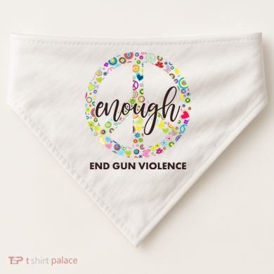 Enough End Gun Violence Peace Sign USA-Made Doggie Bandana
