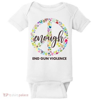Enough End Gun Violence Peace Sign Baby Bodysuit