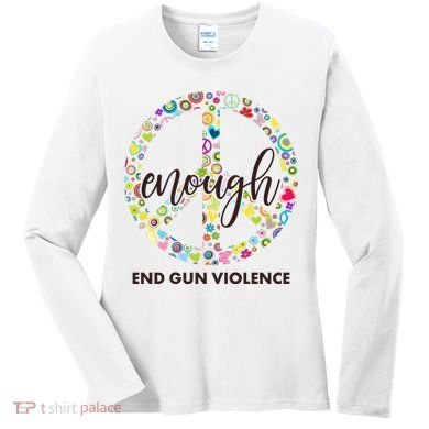 Enough End Gun Violence Peace Sign Women's Long Sleeve Shirt