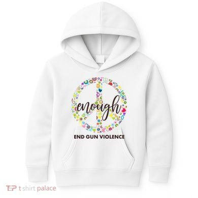 Enough End Gun Violence Peace Sign Kids Hoodie