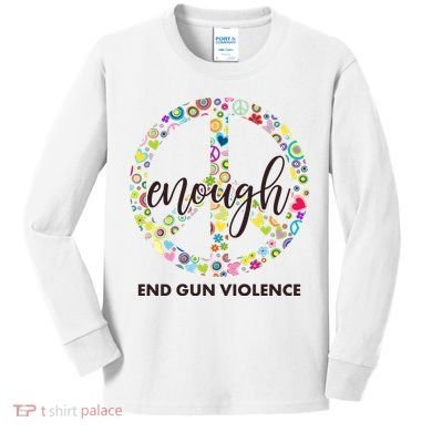 Enough End Gun Violence Peace Sign Kids Long Sleeve Shirt