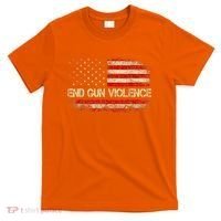 Enough End Gun Violence Awareness Day Wear Orange Vintage America Flag T-Shirt thumb 0