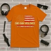 Enough End Gun Violence Awareness Day Wear Orange Vintage America Flag T-Shirt thumb 5