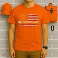 Enough End Gun Violence Awareness Day Wear Orange Vintage America Flag T-Shirt thumb 6