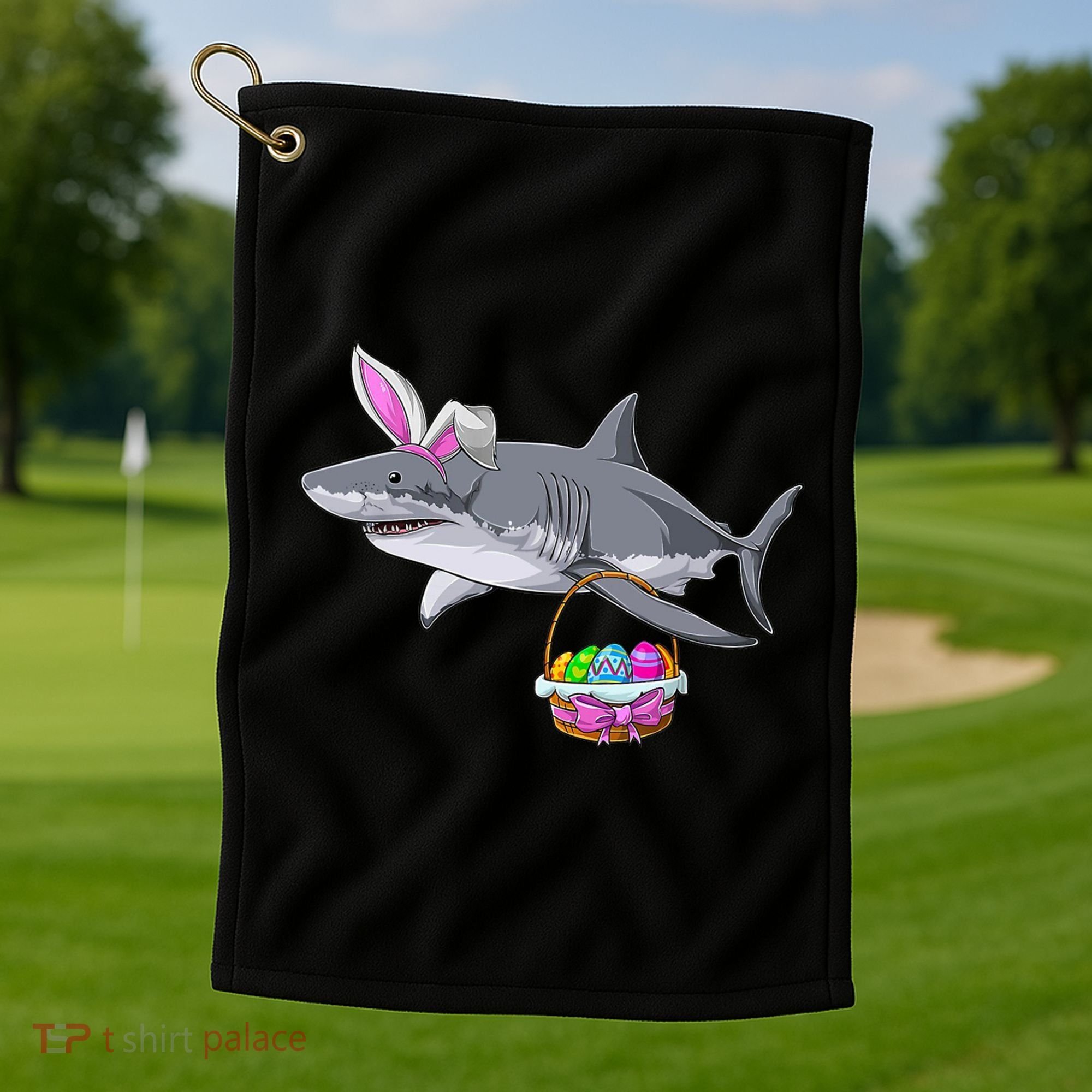 Easter Egg Hunt Shark Golf Towel