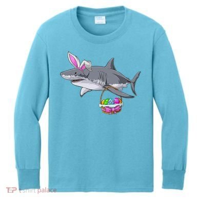 Easter Egg Hunt Shark Kids Long Sleeve Shirt
