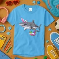 Easter Egg Hunt Shark Kids T-Shirt thumb 3