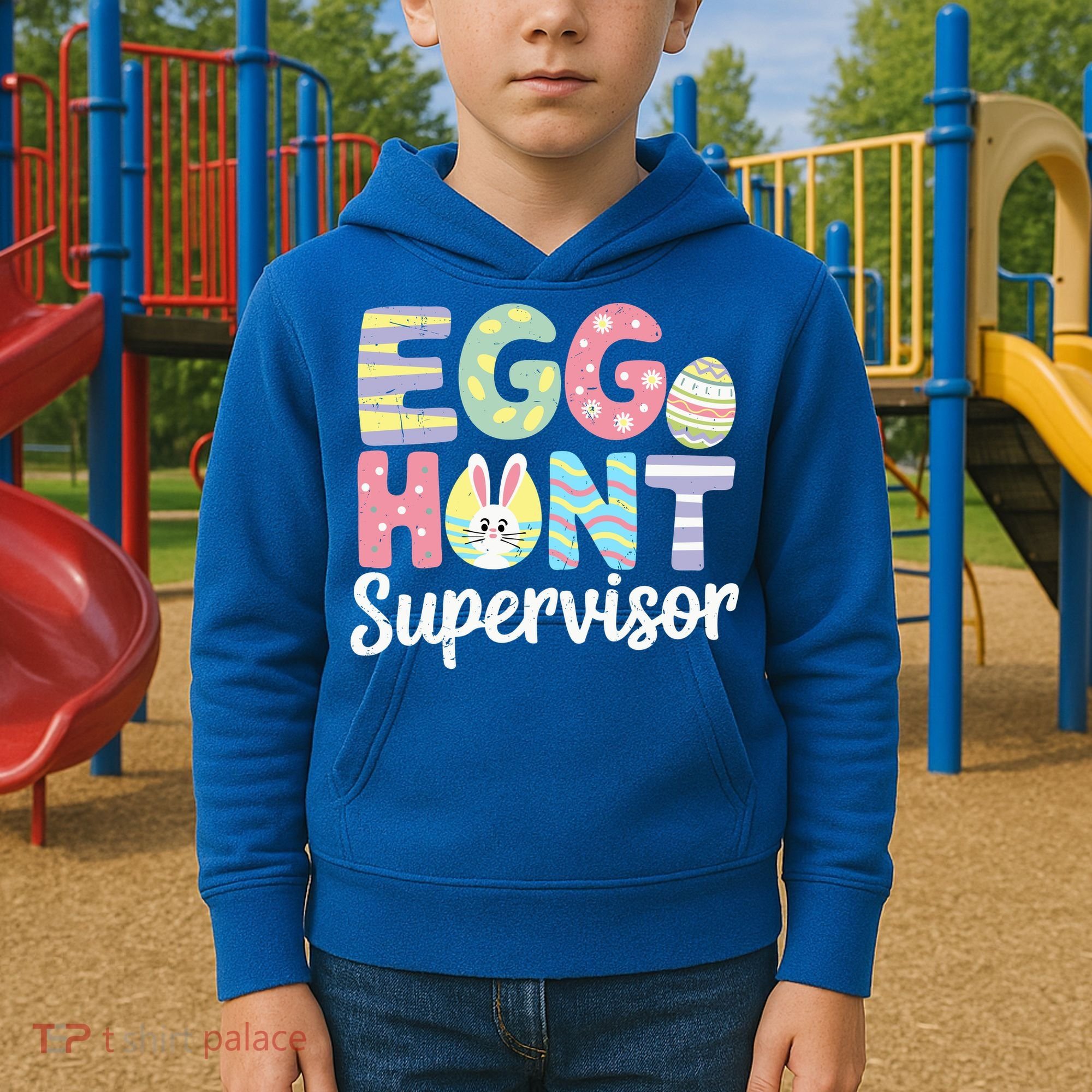 Easter Egg Hunt Supervisor Funny Mom Dad Kids Hoodie