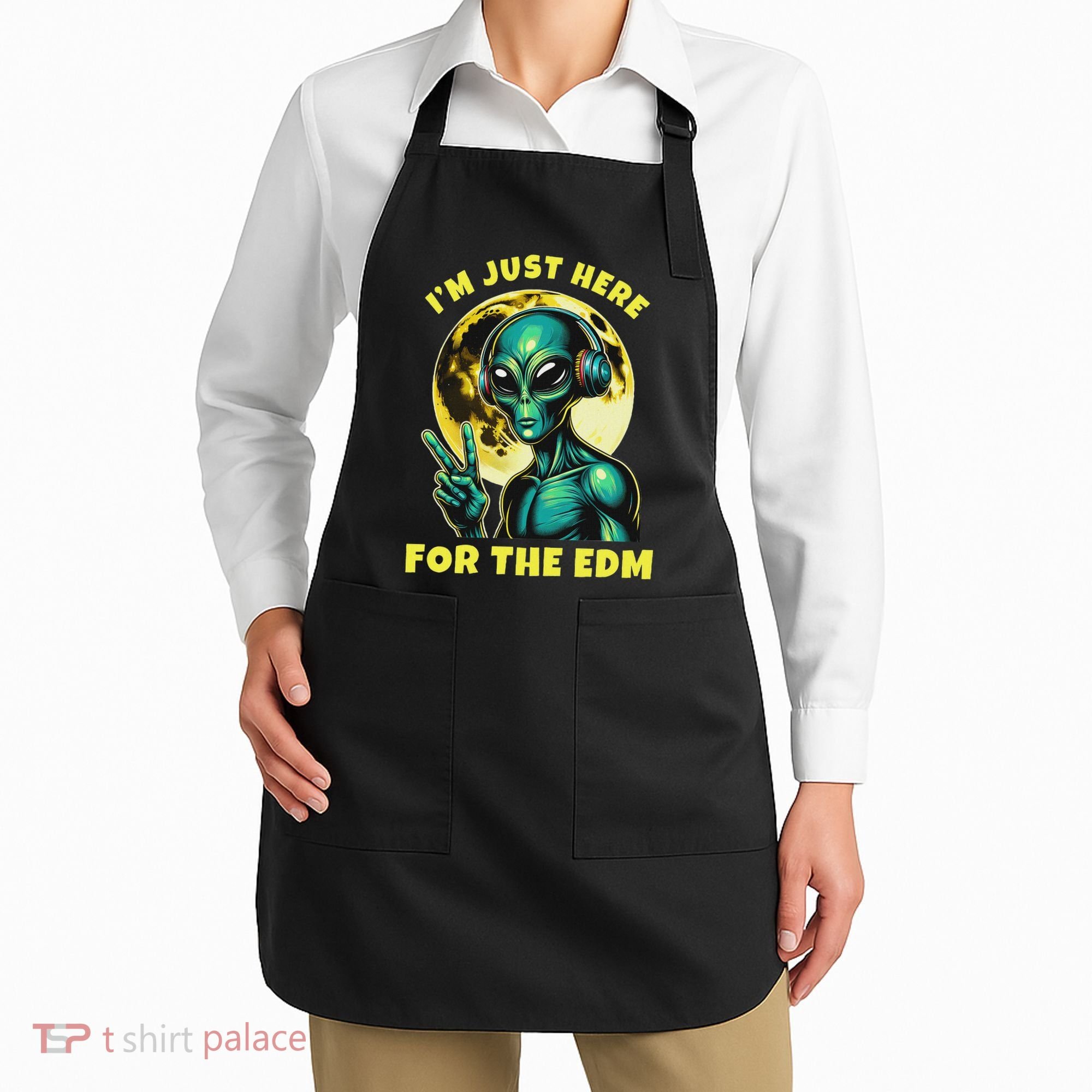 Edm Electronic Music Dj Funny Rave Alien Apron