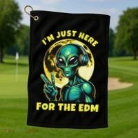 Edm Electronic Music Dj Funny Rave Alien Golf Towel thumb 1