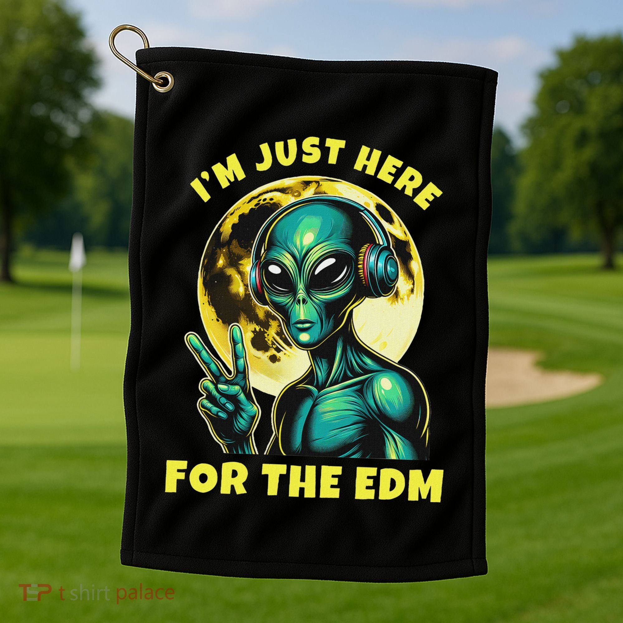 Edm Electronic Music Dj Funny Rave Alien Golf Towel
