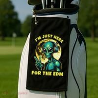 Edm Electronic Music Dj Funny Rave Alien Golf Towel thumb 2