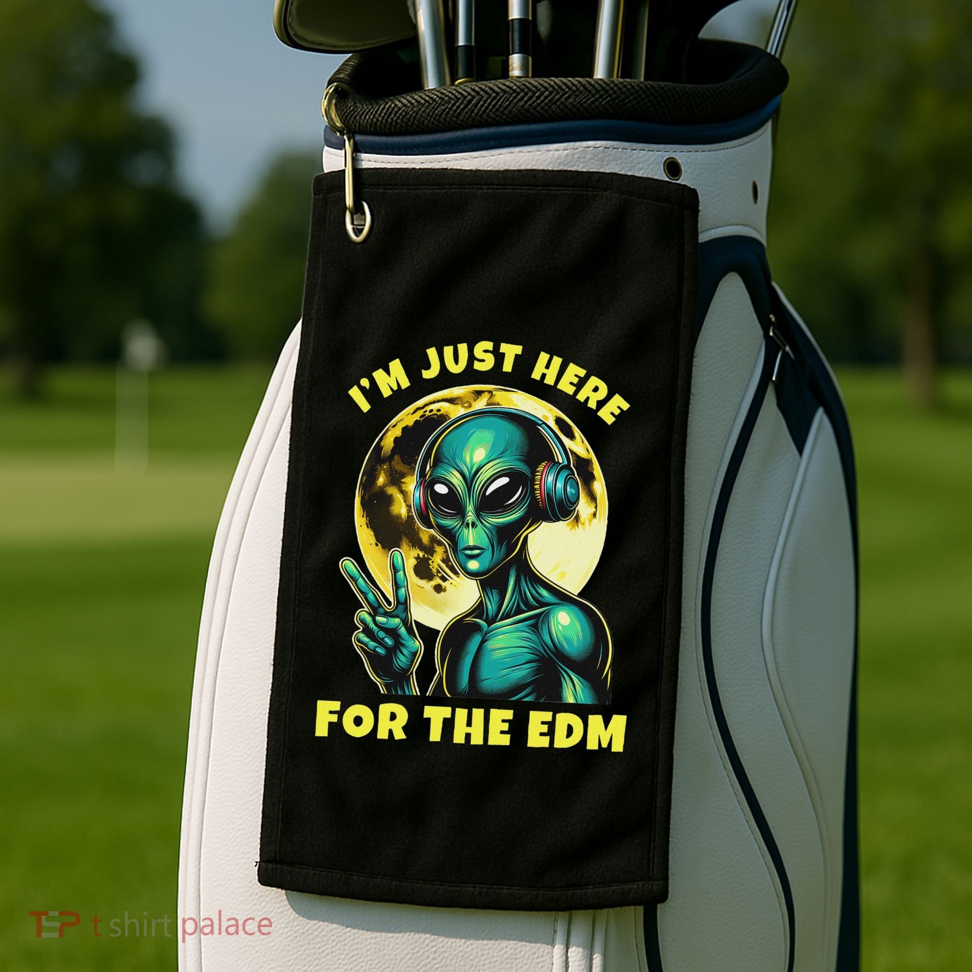 Edm Electronic Music Dj Funny Rave Alien Golf Towel