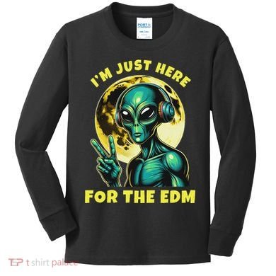 Edm Electronic Music Dj Funny Rave Alien Kids Long Sleeve Shirt