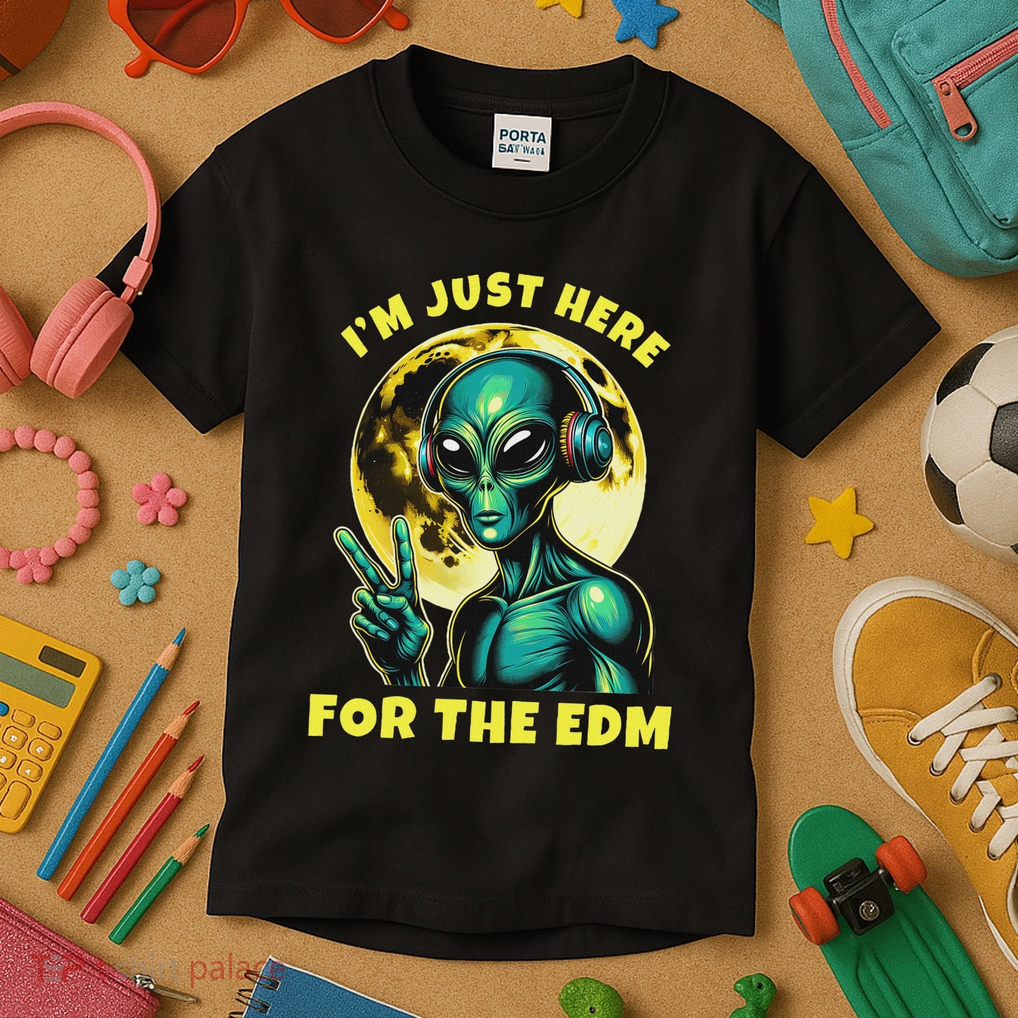 Edm Electronic Music Dj Funny Rave Alien Kids T-Shirt